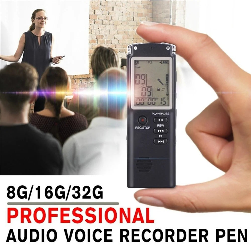 T60 32GB Noise Reduction Digital Voice Activated Voice Recorder MP3 Player 1536Kbps HD Recording Dual Condenser Microphone with WAV MP3 Player Telephone Recording for Meeting Lecture Interview Class - Black - 7