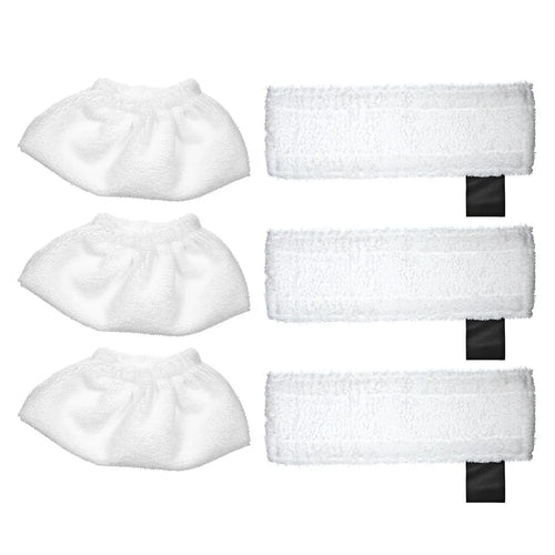 6 Pack Cloth Set Mopping Pads for Karcher EasyFix SC2 / SC3 / SC4 / SC5 Mopping Cloth Accessories (3 Rag Nozzle Covers + 3 Microfiber Mopping Pads) - 1