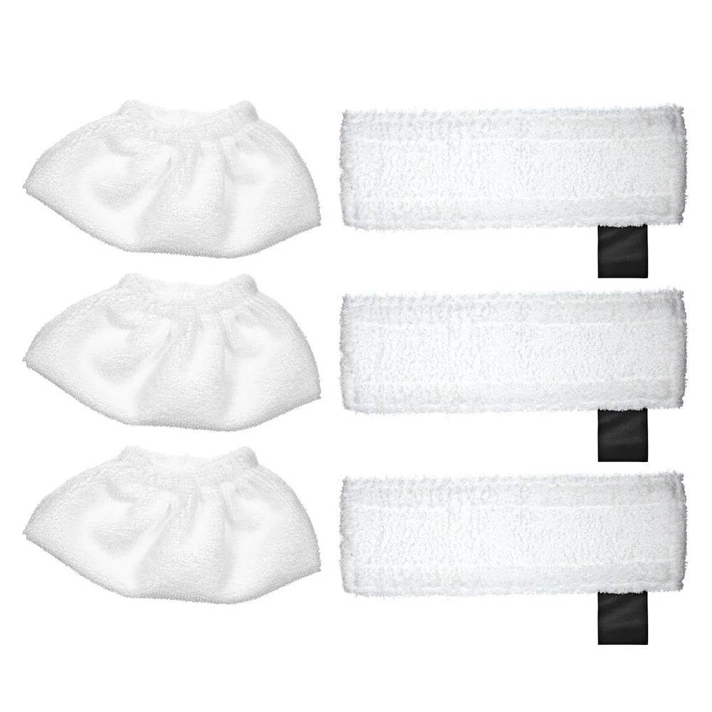 6 Pack Cloth Set Mopping Pads for Karcher EasyFix SC2 / SC3 / SC4 / SC5 Mopping Cloth Accessories (3 Rag Nozzle Covers + 3 Microfiber Mopping Pads) - 1