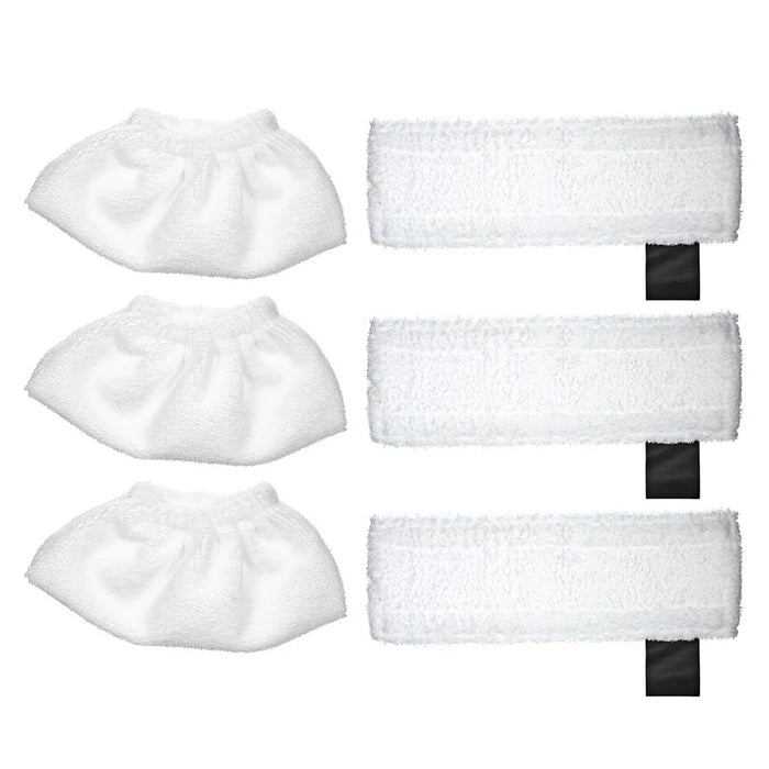 6 Pack Cloth Set Mopping Pads for Karcher EasyFix SC2 / SC3 / SC4 / SC5 Mopping Cloth Accessories (3 Rag Nozzle Covers + 3 Microfiber Mopping Pads) - 1