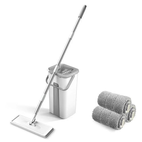 Microfiber Mop with Bucket Floor Cleaning Self-Squeeze Dry Wet Dual Use Floor Mop with Pads - 1