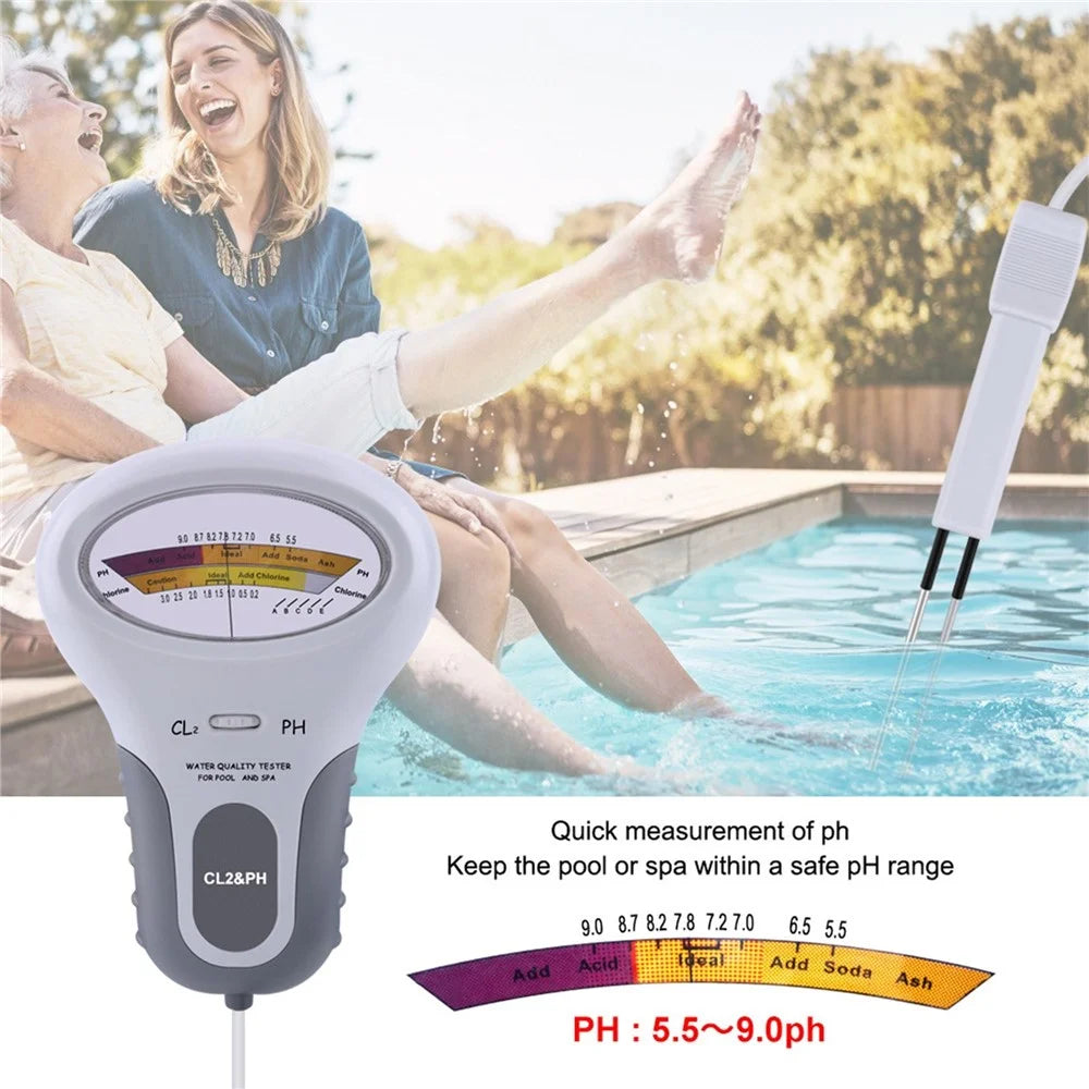 2 in 1 PH and Chlorine Level CL2 Detector Swimming Pool Spa Water Quality Tester Tool - 4
