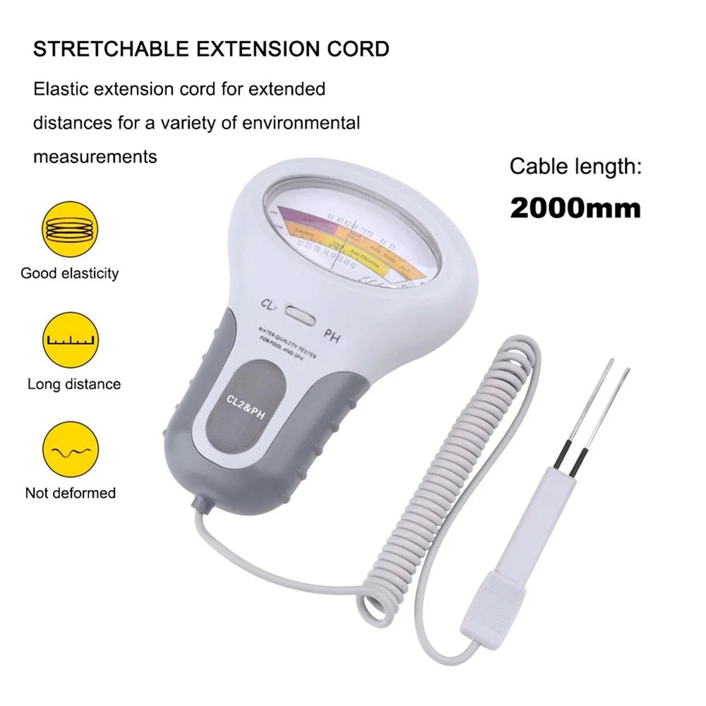 2 in 1 PH and Chlorine Level CL2 Detector Swimming Pool Spa Water Quality Tester Tool - 7