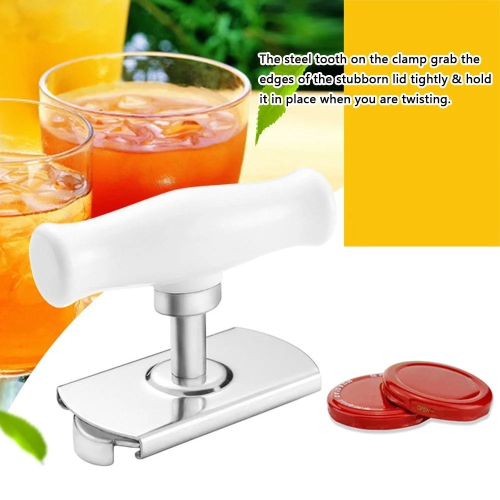 Stainless Steel Labor-saving Capping Device Can Opener Screw Cap with Handle Bottle Cap Opening Tool - White - 2