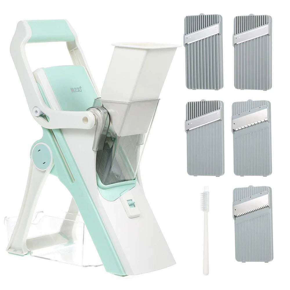 Vegetable Cutter Manual Food Chopper Multifunctional Meat Slicer Grater Shredder (without FDA Certification) - Green - 3