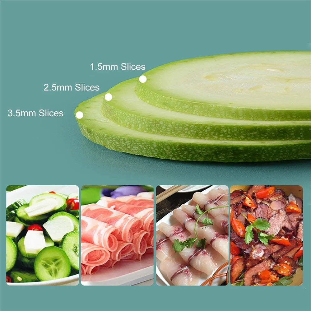 Vegetable Cutter Manual Food Chopper Multifunctional Meat Slicer Grater Shredder (without FDA Certification) - Green - 5