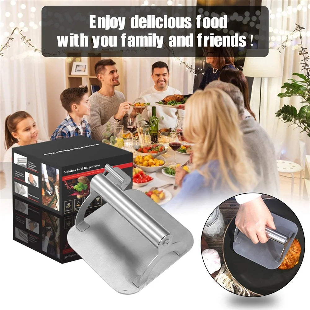Stainless Steel Burger Press Non-Stick Grill Smasher with Ergonomic Handle for Patty Making Grease Squeezing (without FDA Certification) - 5