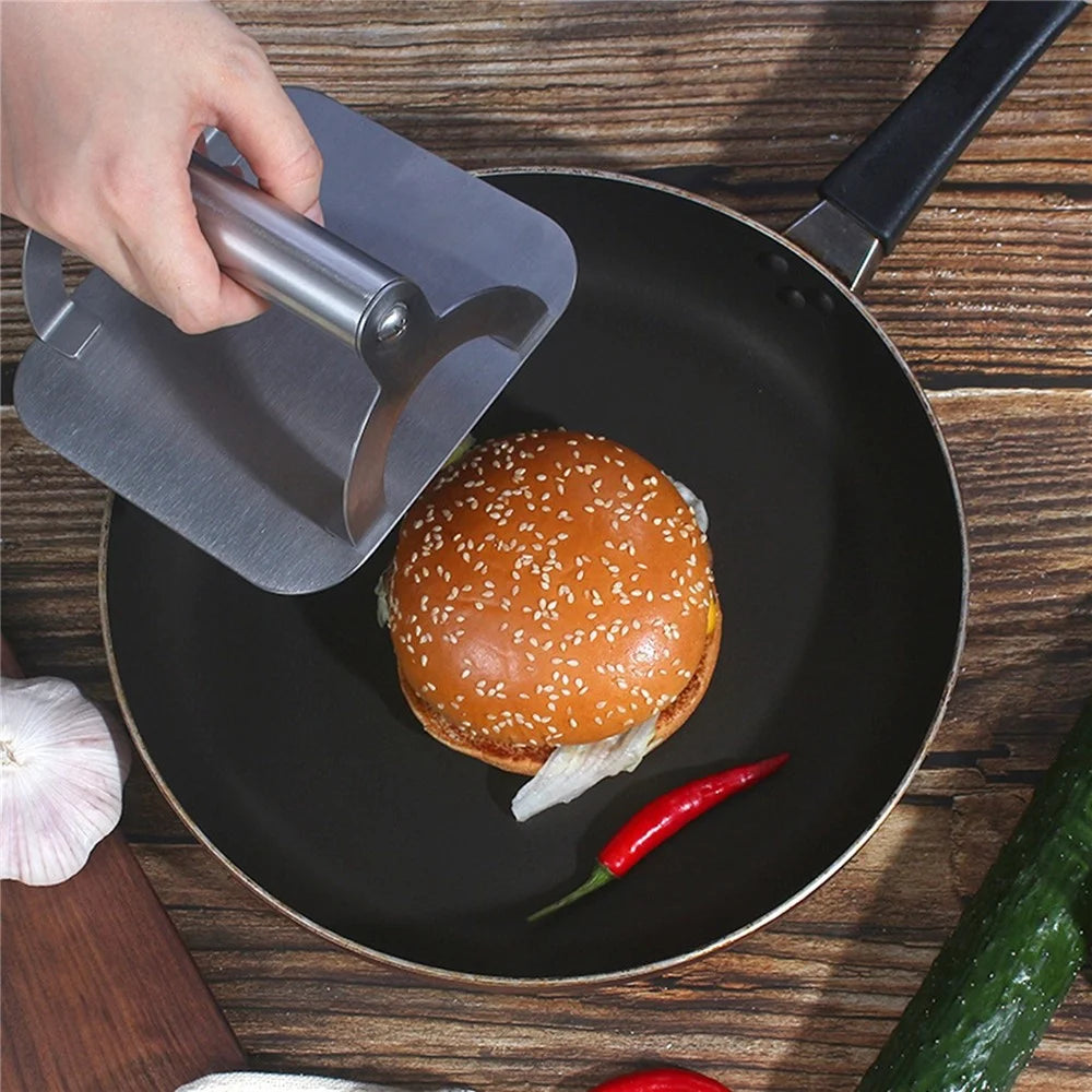 Stainless Steel Burger Press Non-Stick Grill Smasher with Ergonomic Handle for Patty Making Grease Squeezing (without FDA Certification) - 6