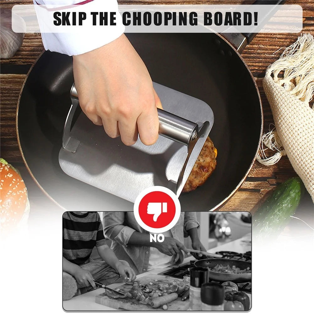Stainless Steel Burger Press Non-Stick Grill Smasher with Ergonomic Handle for Patty Making Grease Squeezing (without FDA Certification) - 7