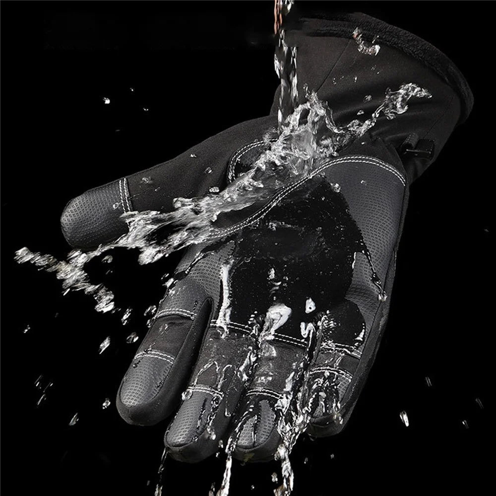 Touch Screen Winter Warm Gloves Windproof Waterproof Zipper Mittens Gloves for Running Driving Cycling Working - Grey/XXL - 3