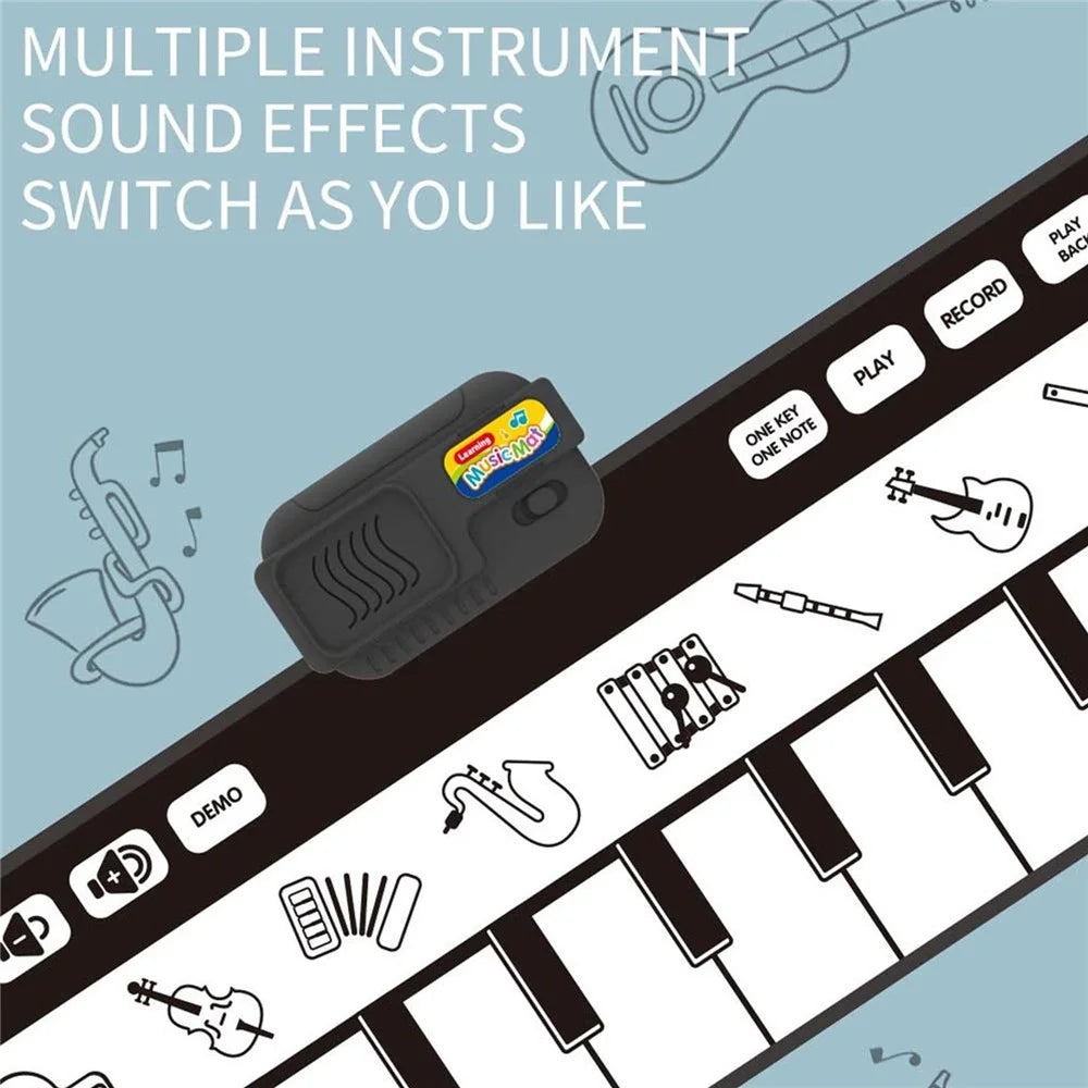 10 Keys Kids Waterproof Piano Music Mat Musical Keyboard Floor Playmat Children Baby Play Blanket Early Educational Toy - Style 1 - 5