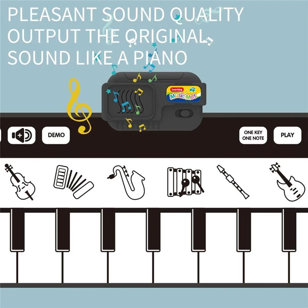 10 Keys Kids Waterproof Piano Music Mat Musical Keyboard Floor Playmat Children Baby Play Blanket Early Educational Toy - Style 1 - 6