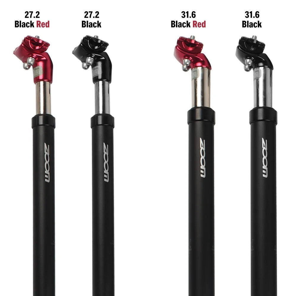 ZOOM Aluminum Alloy Bike Suspension Seatpost Mountain MTB Road Bike Fixed Gear Saddle Pole - Black/27.2x350mm - 5