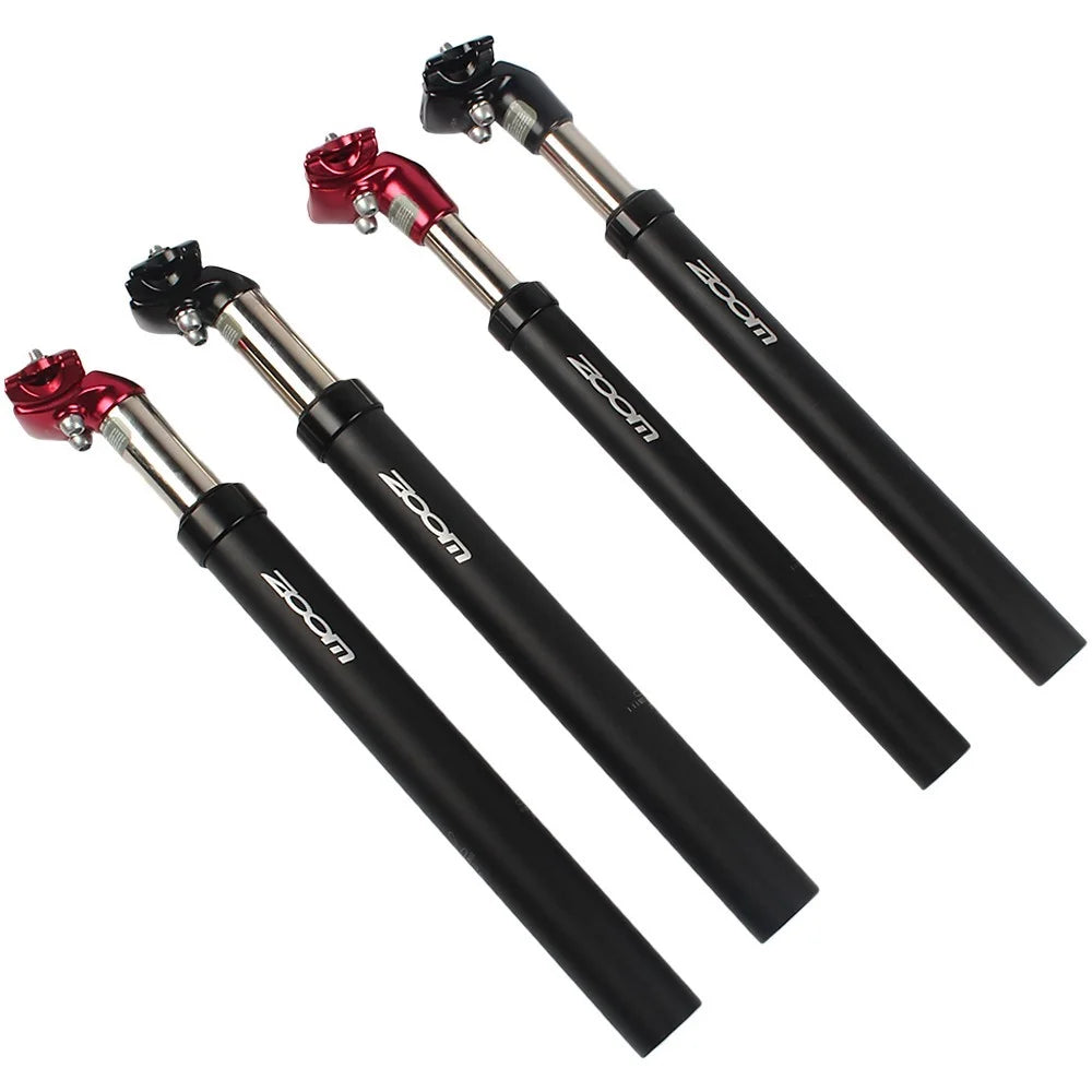 ZOOM Aluminum Alloy Bike Suspension Seatpost Mountain MTB Road Bike Fixed Gear Saddle Pole - Black/27.2x350mm - 6