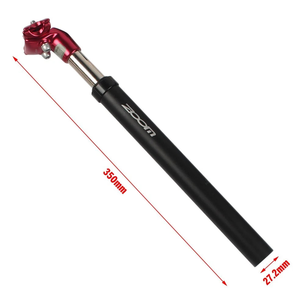 ZOOM Aluminum Alloy Bike Suspension Seatpost Mountain MTB Road Bike Fixed Gear Saddle Pole - Black/27.2x350mm - 7