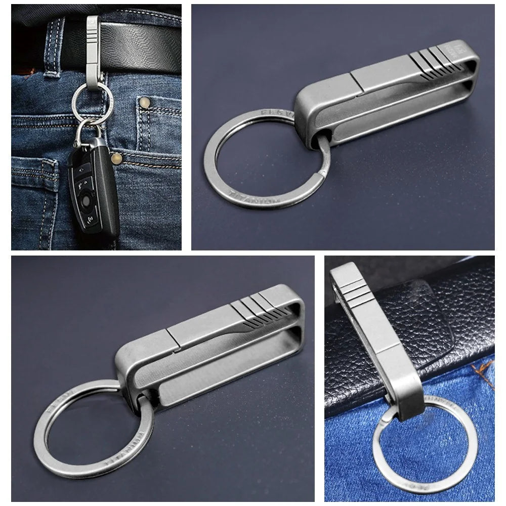 Portable Lightweight Titanium Alloy Key Chain Hook Men Waist Belt Key Ring Holder - Style A - 2