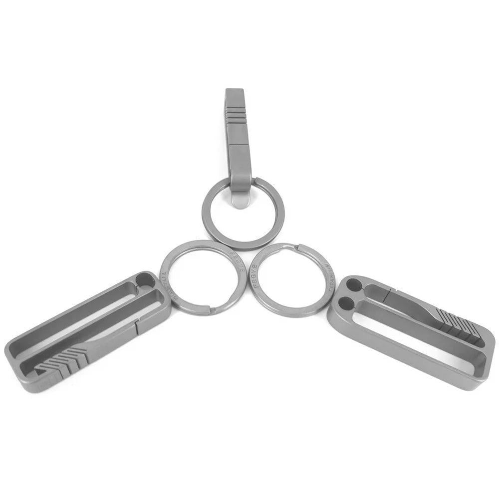 Portable Lightweight Titanium Alloy Key Chain Hook Men Waist Belt Key Ring Holder - Style A - 4