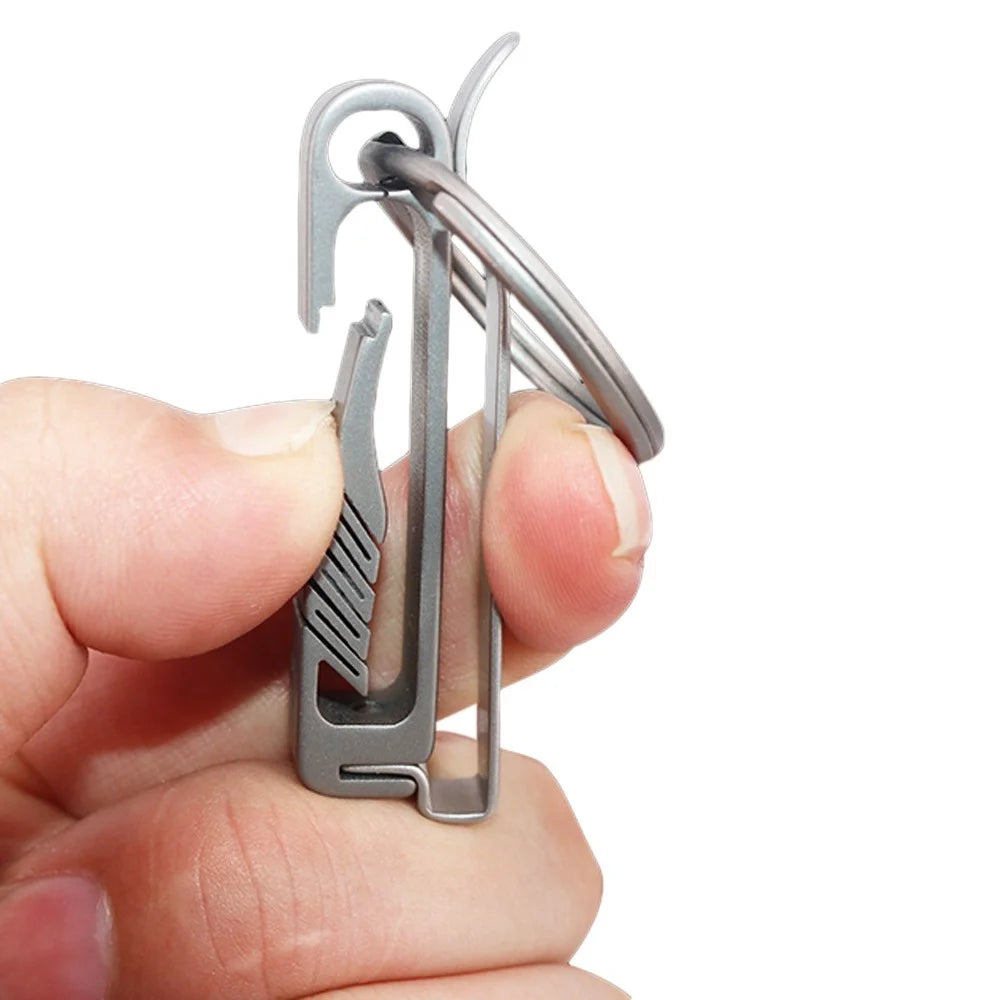 Portable Lightweight Titanium Alloy Key Chain Hook Men Waist Belt Key Ring Holder - Style A - 7