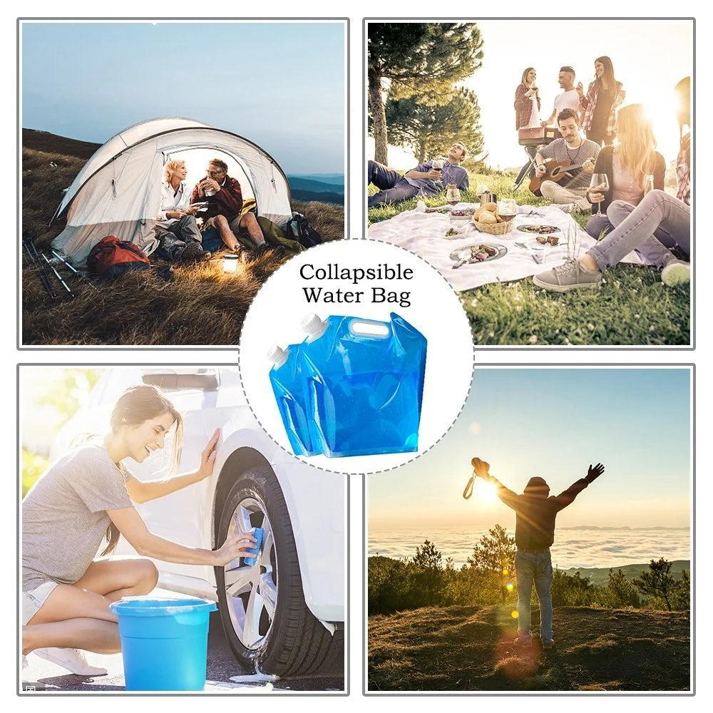 Collapsible Water Container Outdoor Camping Hiking Emergency Survival Water Storage Jug Bag - 10L - 7