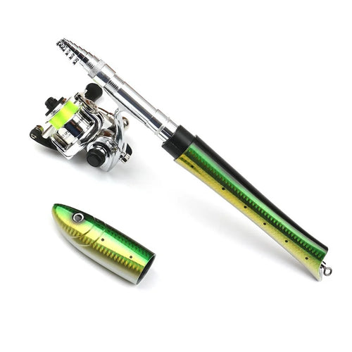 Fiberglass + Carbon Portable Pen Fishing Rod Mini Pocket Fishing Rod with Spinning Kit - Type 4/1.4m - 1