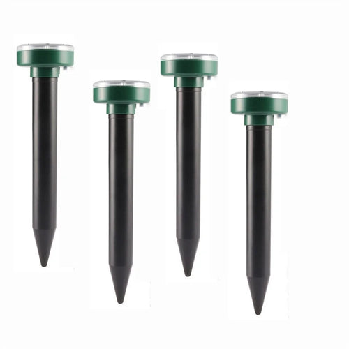 4Pcs Mole Repellent Solar Powered Gopher Repellent Ultrasonic Deterrent Spikes for Lawn Garden, Outdoor Yard Groundhog Chipmunk Repeller - Circular - 1