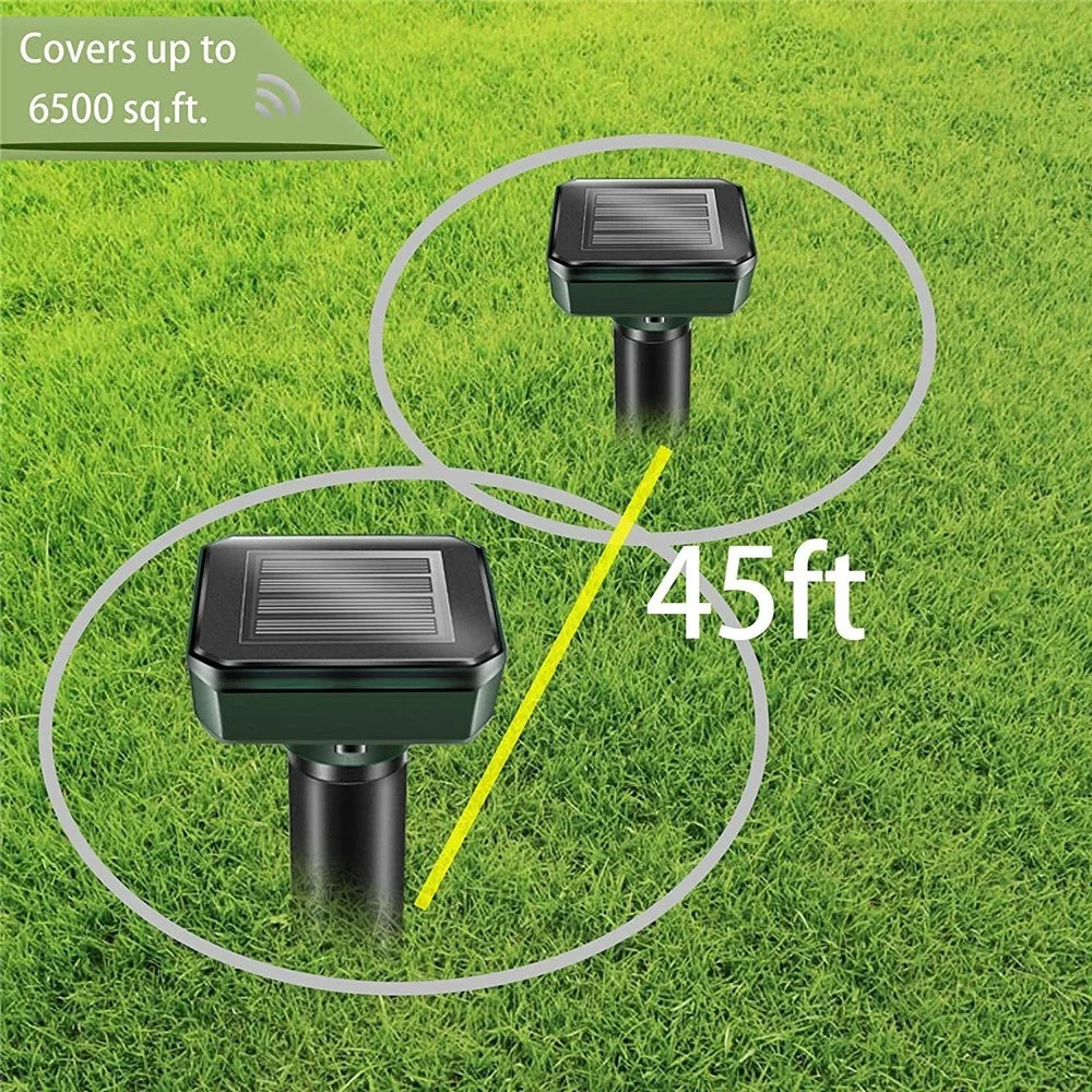 4Pcs Mole Repellent Solar Powered Gopher Repellent Ultrasonic Deterrent Spikes for Lawn Garden, Outdoor Yard Groundhog Chipmunk Repeller - Circular - 7
