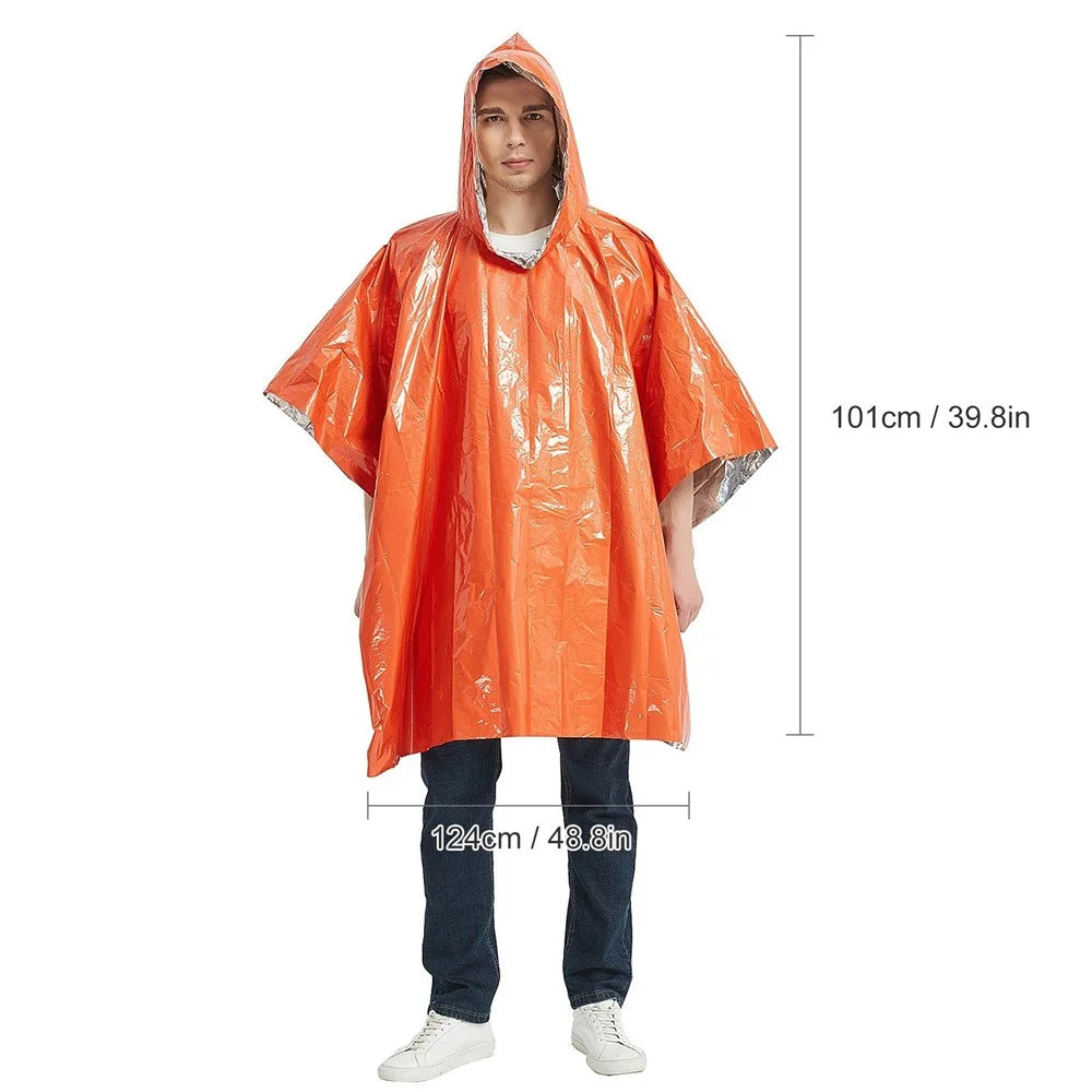 Emergency Survival Life Poncho Waterproof Camping Gear Outdoor Blanket Reusable Thermal Poncho Raincoat with Sleeping Bag - Type 1 - 3