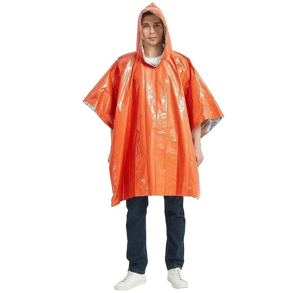 Emergency Survival Life Poncho Waterproof Camping Gear Outdoor Blanket Reusable Thermal Poncho Raincoat with Sleeping Bag - Type 1 - 7