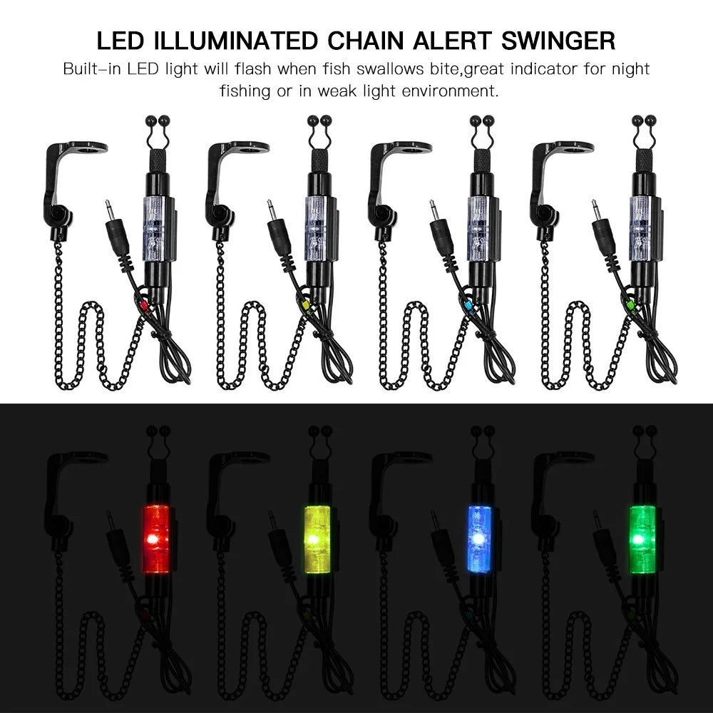 Outdoor Fishing Swinger Chain Alert Swinger Fish Bite Alarm Hanger Swinger Fishing Tackle Tool - Black - 6