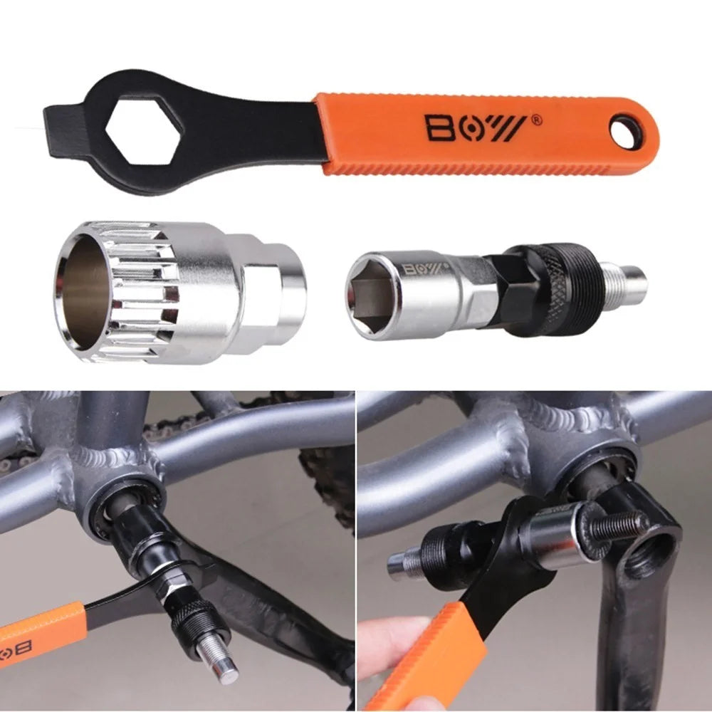 Bike Crank Extractor Puller Bottom Bracket Remover with 16mm Spanner Wrench Bike Repair Tool Kit - 7