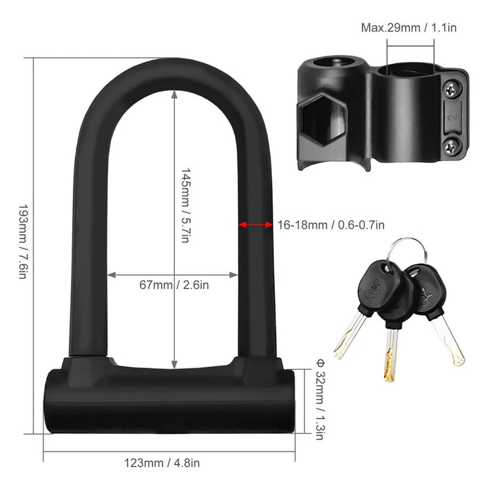Bike U Lock Heavy Duty Anti-Theft Bicycle Lock Secure Lock with Mounting Bracket - 3