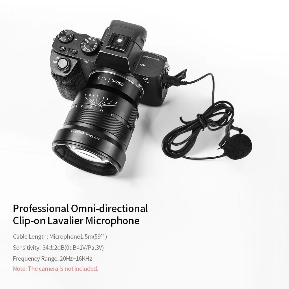 3.5mm AUX Lavalier Microphone Omni-directional Condenser Mic for YouTube Interview Conference Vlog Recording - 3