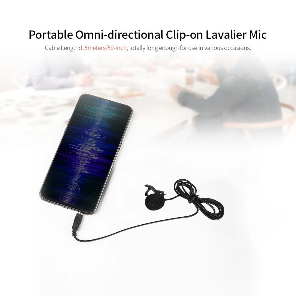 3.5mm AUX Lavalier Microphone Omni-directional Condenser Mic for YouTube Interview Conference Vlog Recording - 7