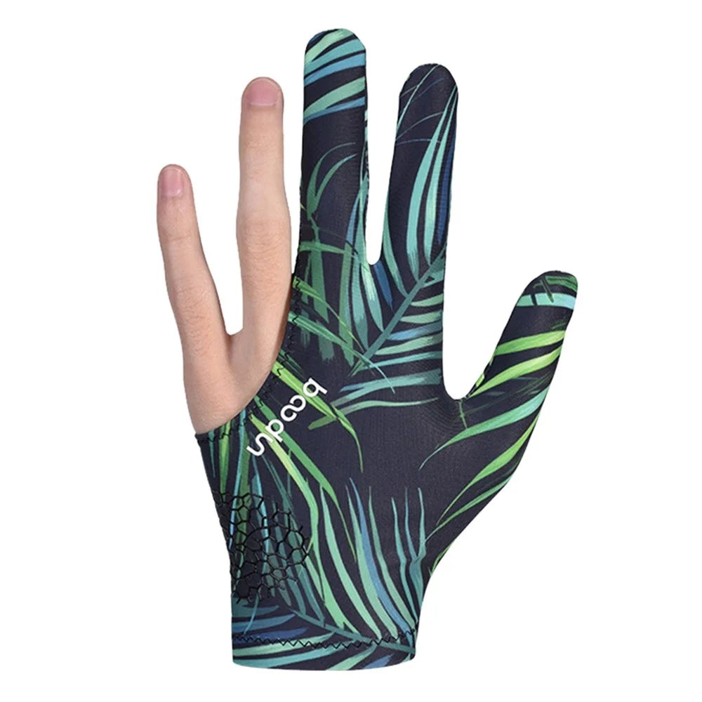 BOODUN 3 Finger Billiards Gloves Pool Cue Gloves Fits on Left or Right Hand - Black / Green - 1