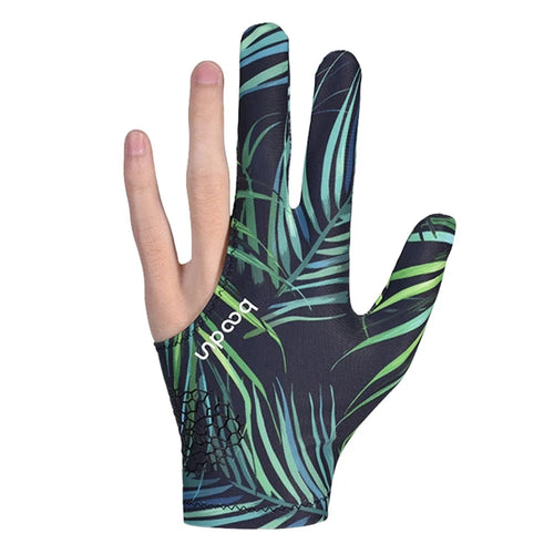 BOODUN 3 Finger Billiards Gloves Pool Cue Gloves Fits on Left or Right Hand - Black / Green - 1