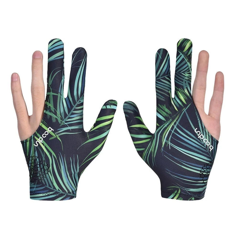 BOODUN 3 Finger Billiards Gloves Pool Cue Gloves Fits on Left or Right Hand - Black / Green - 2