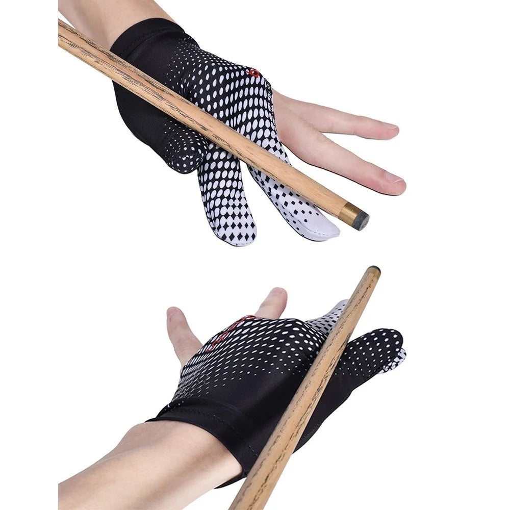 BOODUN 3 Finger Billiards Gloves Pool Cue Gloves Fits on Left or Right Hand - Black / Green - 3