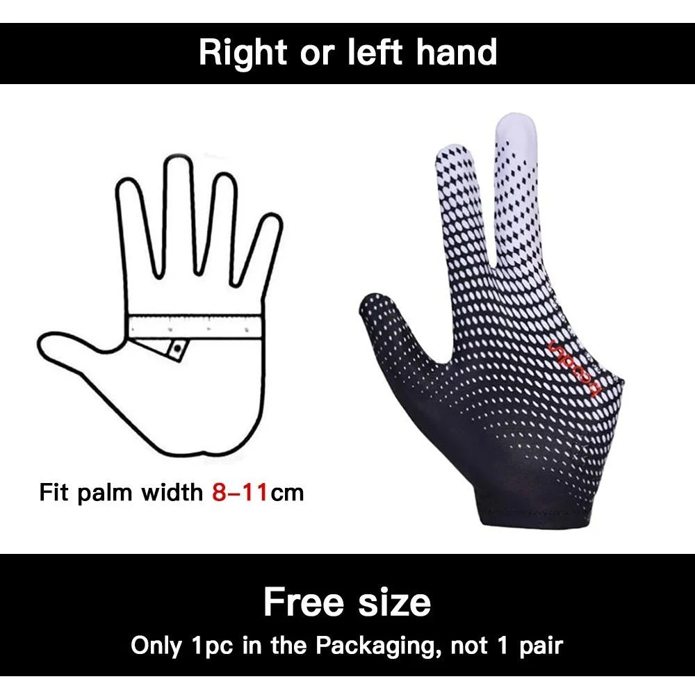 BOODUN 3 Finger Billiards Gloves Pool Cue Gloves Fits on Left or Right Hand - Black / Green - 6