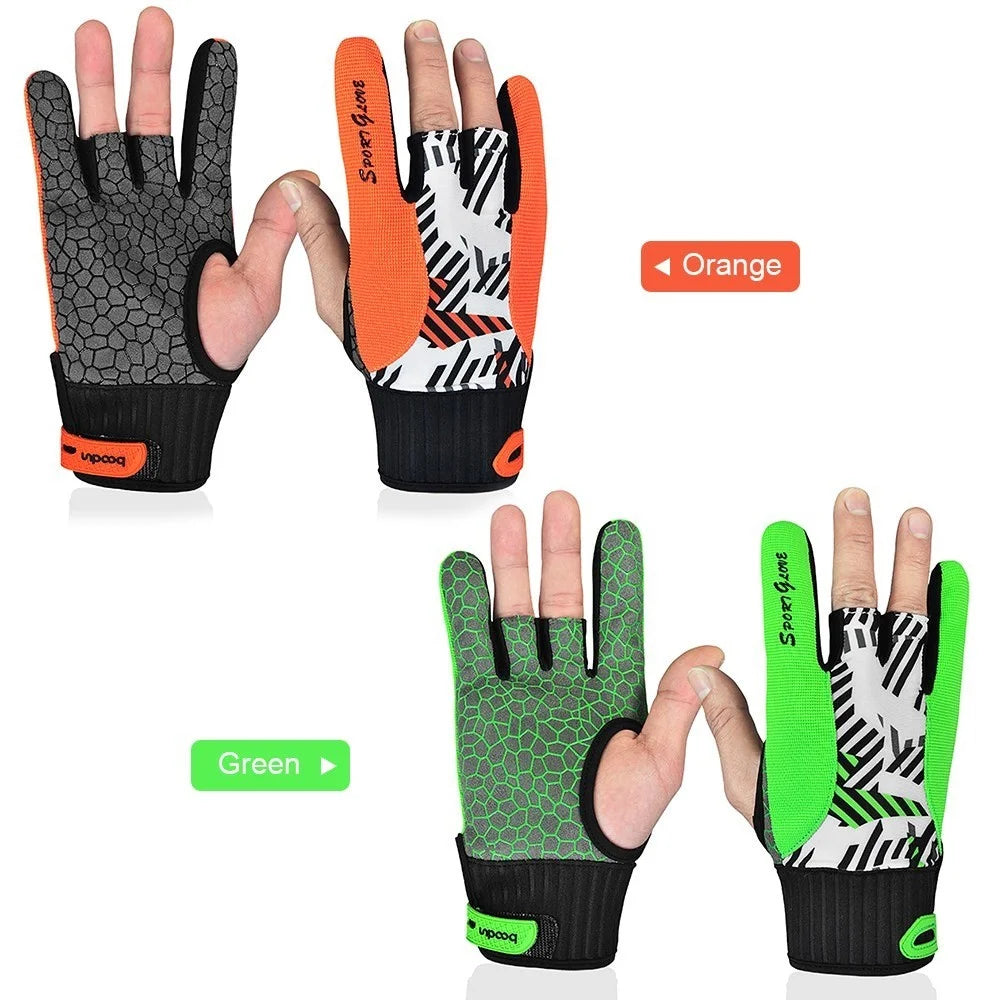 BOODUN 1 Pair Anti-Skid Bowling Gloves Comfortable Bowling Accessories Semi-Finger Instruments Sports Gloves - Orange/M - 2