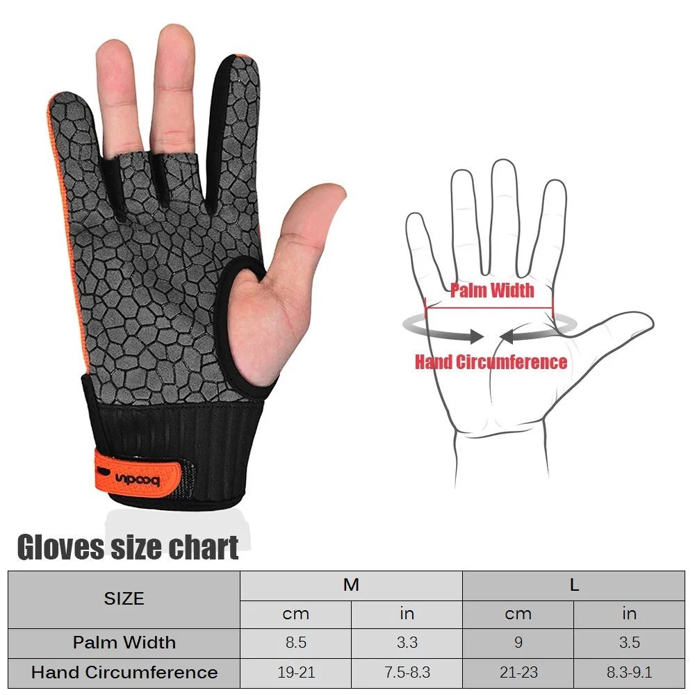 BOODUN 1 Pair Anti-Skid Bowling Gloves Comfortable Bowling Accessories Semi-Finger Instruments Sports Gloves - Orange/M - 3