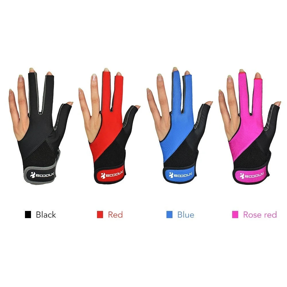 3 Fingers Show Gloves Left Hands Gloves for Billiard Shooters Carom Pool Snooker Cue Sport - Black/S-M - 2