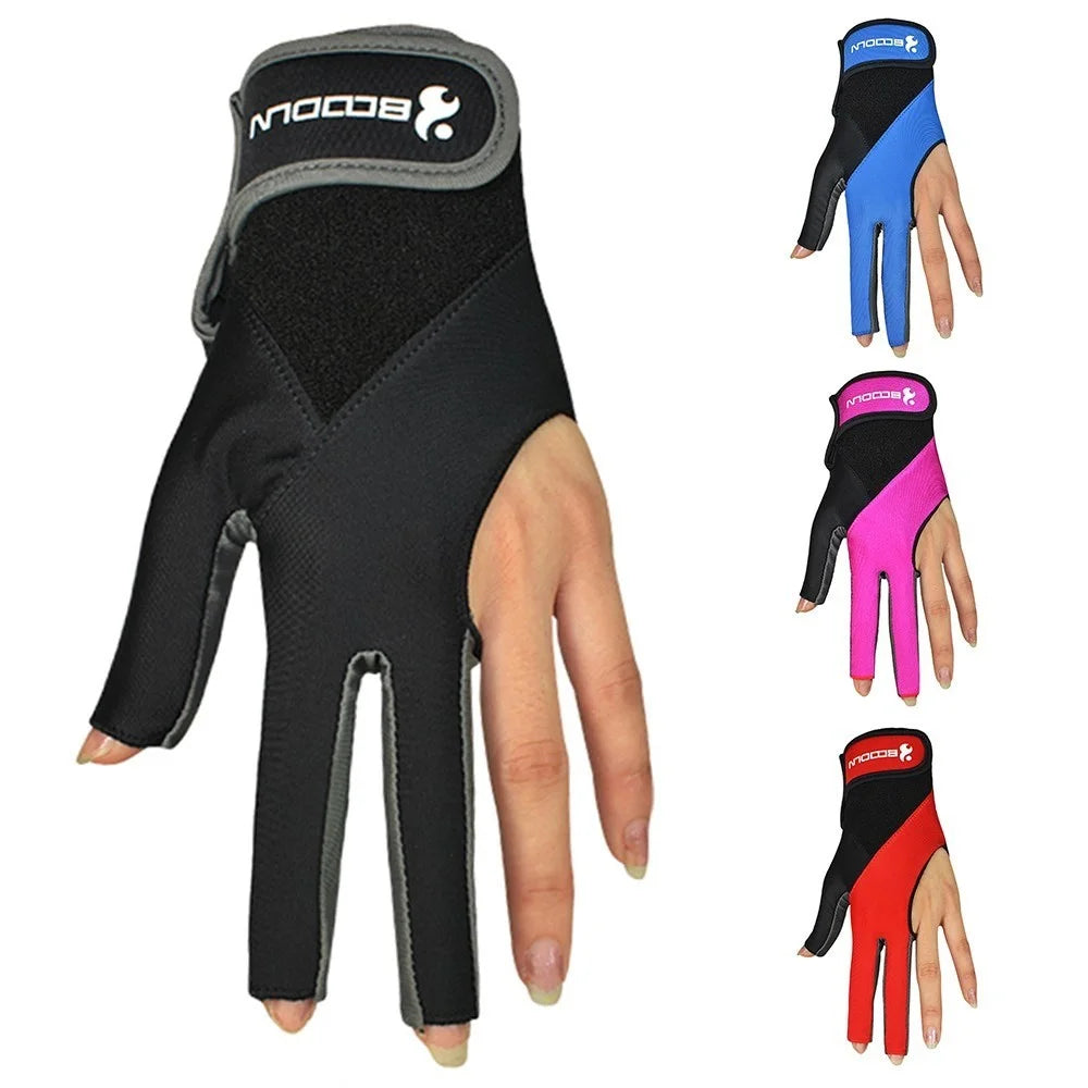 3 Fingers Show Gloves Left Hands Gloves for Billiard Shooters Carom Pool Snooker Cue Sport - Black/S-M - 3