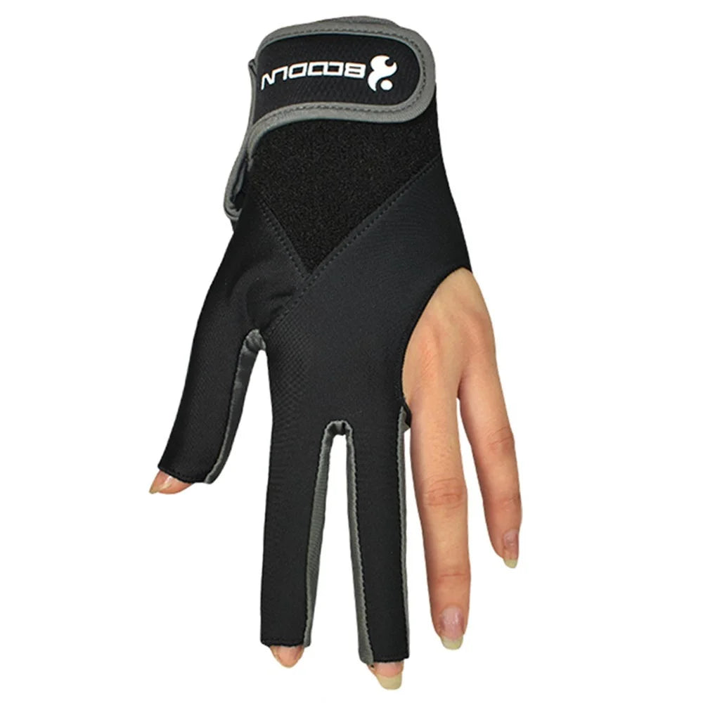 3 Fingers Show Gloves Left Hands Gloves for Billiard Shooters Carom Pool Snooker Cue Sport - Black/S-M - 4