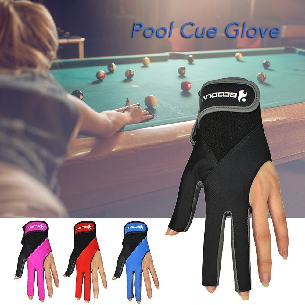3 Fingers Show Gloves Left Hands Gloves for Billiard Shooters Carom Pool Snooker Cue Sport - Black/S-M - 7