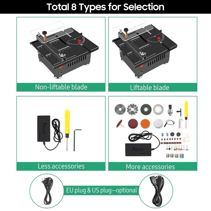 Table Saw Cutting Set 100W Mini Table Saw with 16mm Cutting Depth and Blade Flexible Shaft - EU Plug/Type 2/Non-liftable Blade - 2