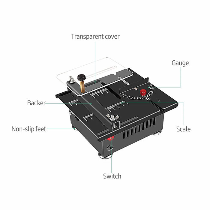 Table Saw Cutting Set 100W Mini Table Saw with 16mm Cutting Depth and Blade Flexible Shaft - EU Plug/Type 2/Non-liftable Blade - 3
