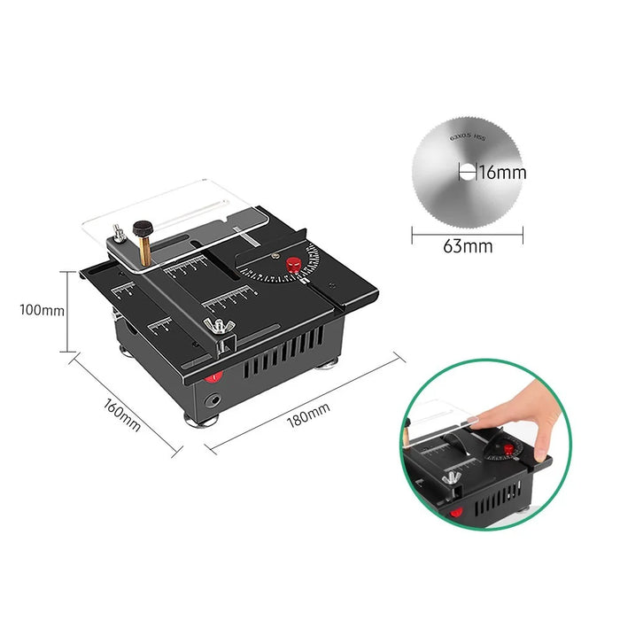 Table Saw Cutting Set 100W Mini Table Saw with 16mm Cutting Depth and Blade Flexible Shaft - EU Plug/Type 2/Non-liftable Blade - 4