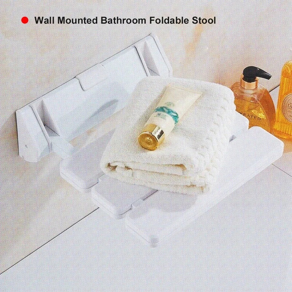 Wall Mounted Bathroom Bathtub Safety Stool Chair Folding Shower Seat, Load of 220 lbs - 7