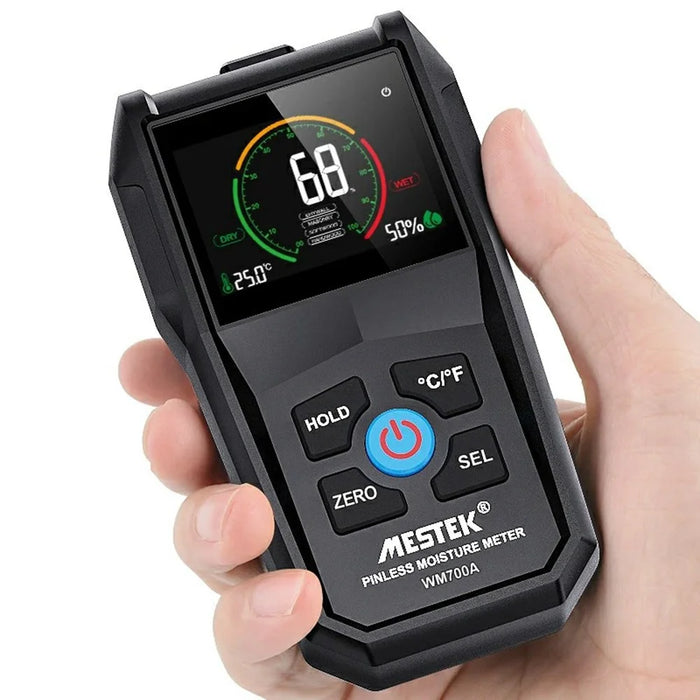 MESTEK Temperature Humidity Moisture Tester Full Angle Inverted Display Screen Moisture Detector for Wood Firewood Brick Drywall Paper - 1