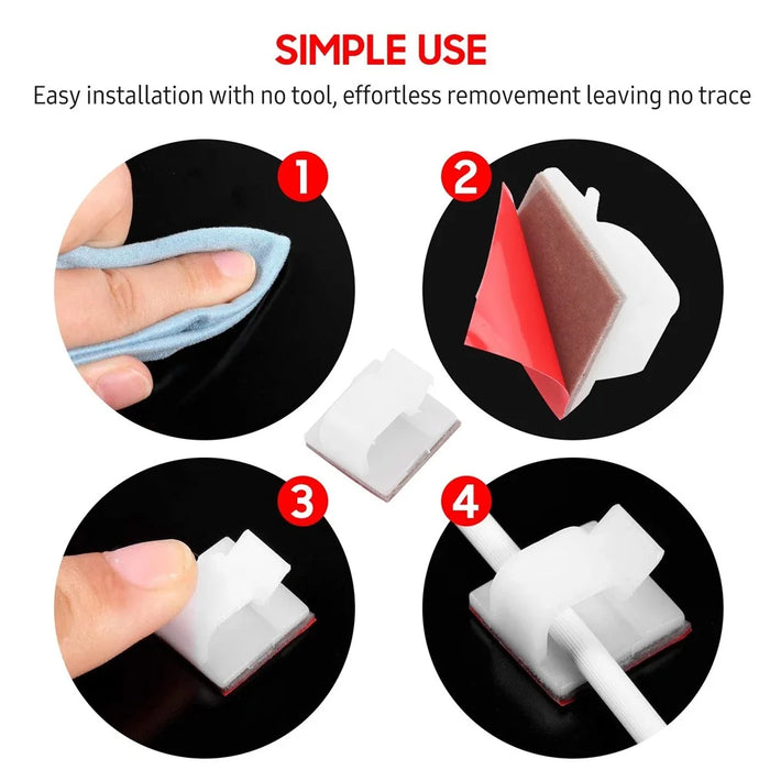 100 Pcs Cable Clips Cord Organizer Cable Management, Self Adhesive Wire Holder System Multipurpose Wire Clips - 4